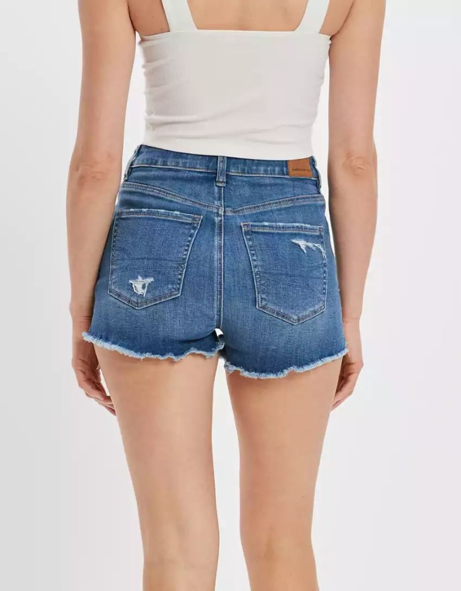 Shorts American Eagle AE Ne(x)t Level Super High-Waisted Denim Indigo Clair Femme | XQH-10289114